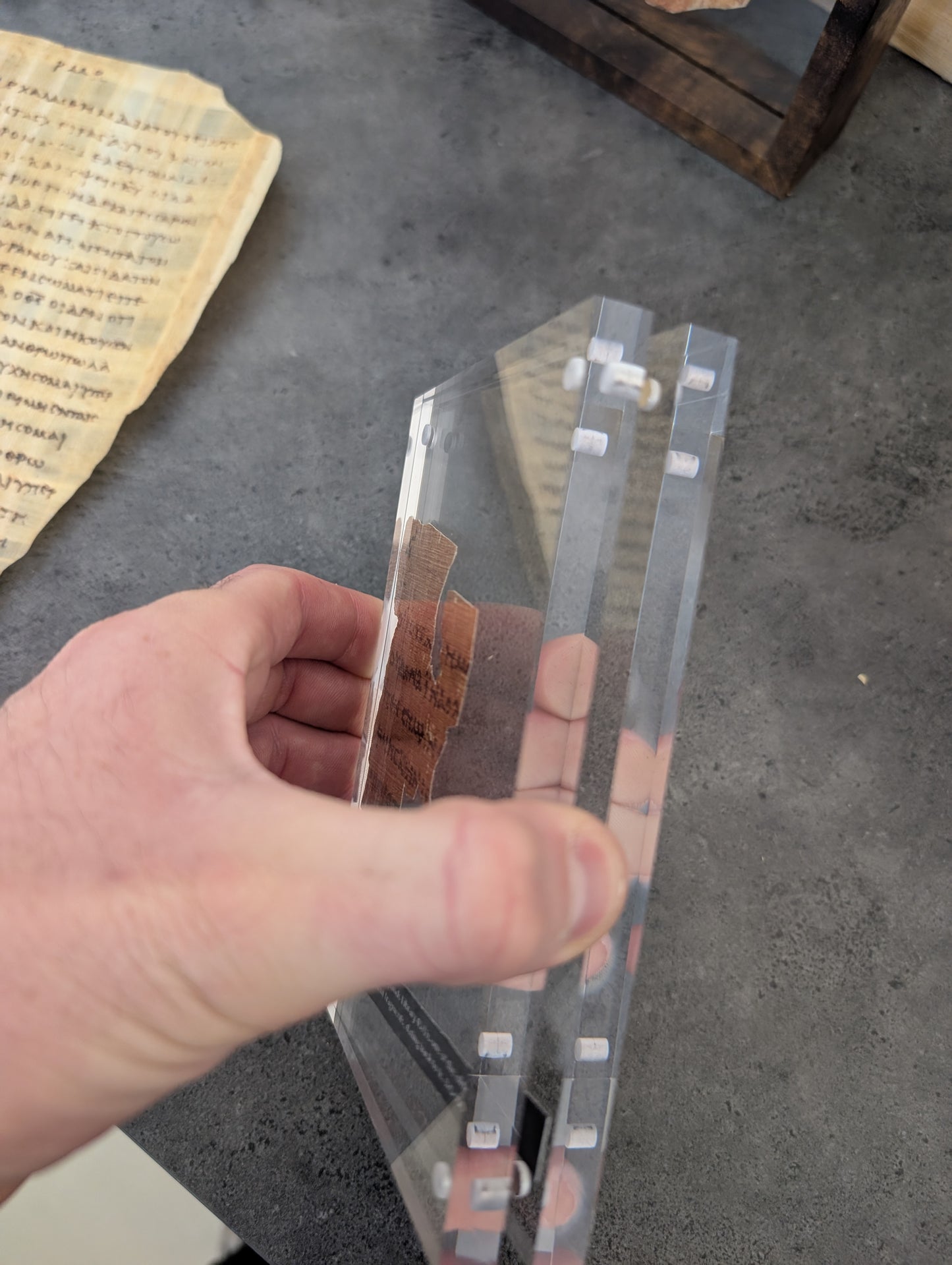 P52 Fragment Replica: Gospel of John 18:31-38. Jesus on trial. (Most Popular)