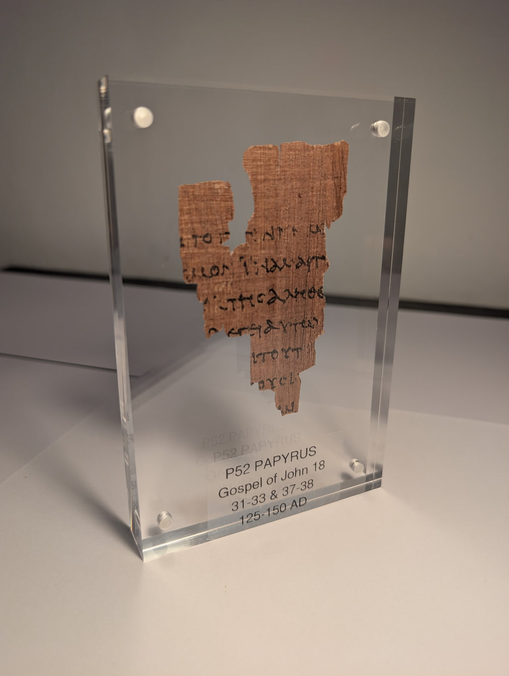 P52 Fragment Replica: Gospel of John 18:31-38. Jesus on trial. (Most Popular)