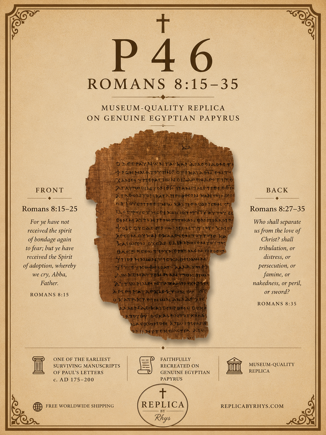 ROMANS 8 | Replica • Papyrus 46. Pauline Epistles Replica