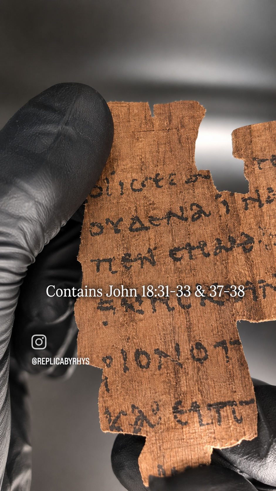 P52 Fragment Replica: Gospel of John 18:31-38. Jesus on trial. (Most Popular)