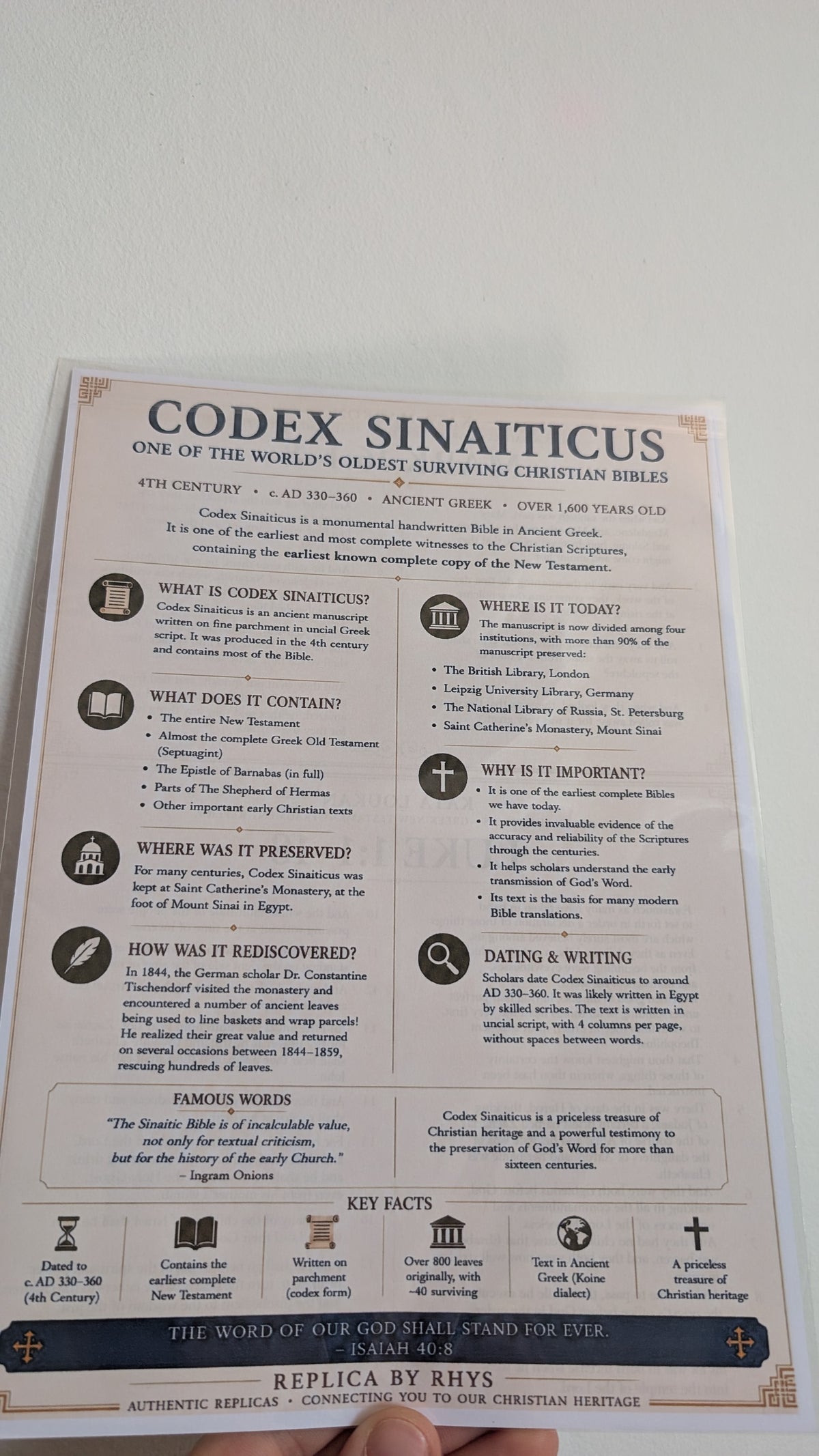 Gospel of Mark | Codex Sinaiticus – Replica | Ancient Greek Bible Manuscript on Egyptian Papyrus | c. AD 350 (Copy)