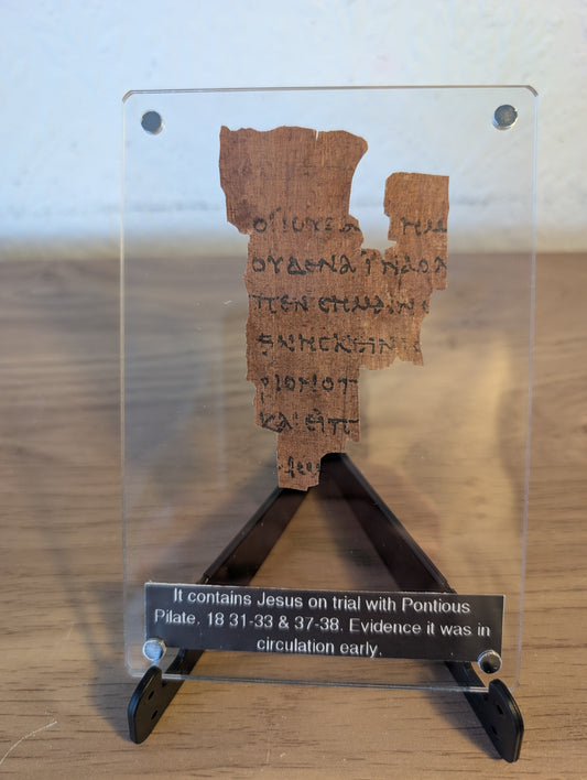 P52 Fragment Replica: Gospel of John 18:31-38. (Slim Acrylic)