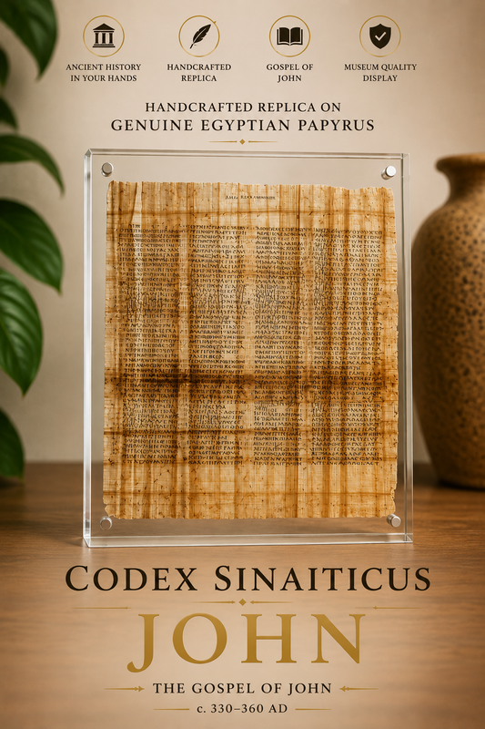 Gospel of John | Codex Sinaiticus – Replica | Ancient Greek Bible Manuscript on Egyptian Papyrus | c. AD 350